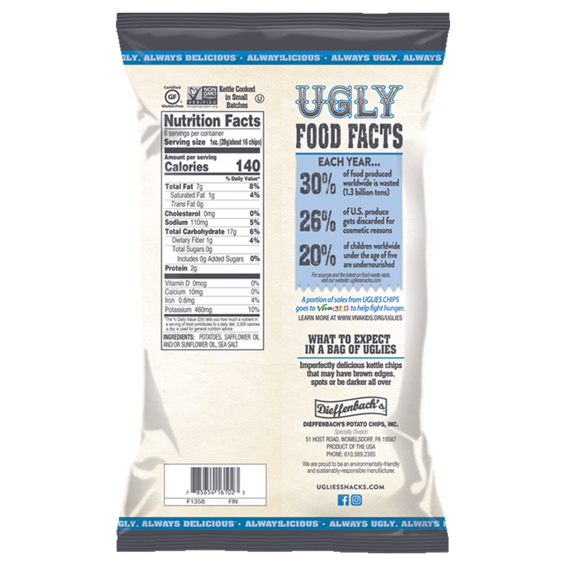 Uglies Original Sea Salt Kettle Cooked Potato Chips 6oz Snacks fast delivery by App or Online