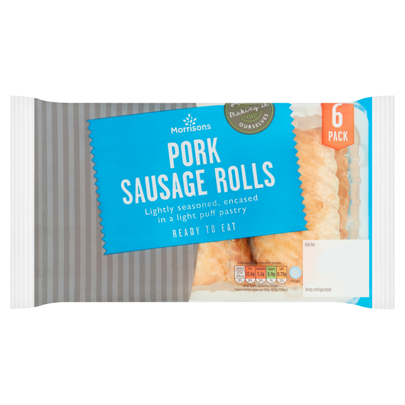 Morrisons 6 Fresh Bake Pork Sausage Rolls, 444g