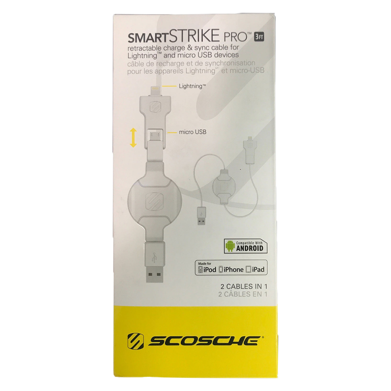 Smart Strike Pro White Retractable Micro USB Cable