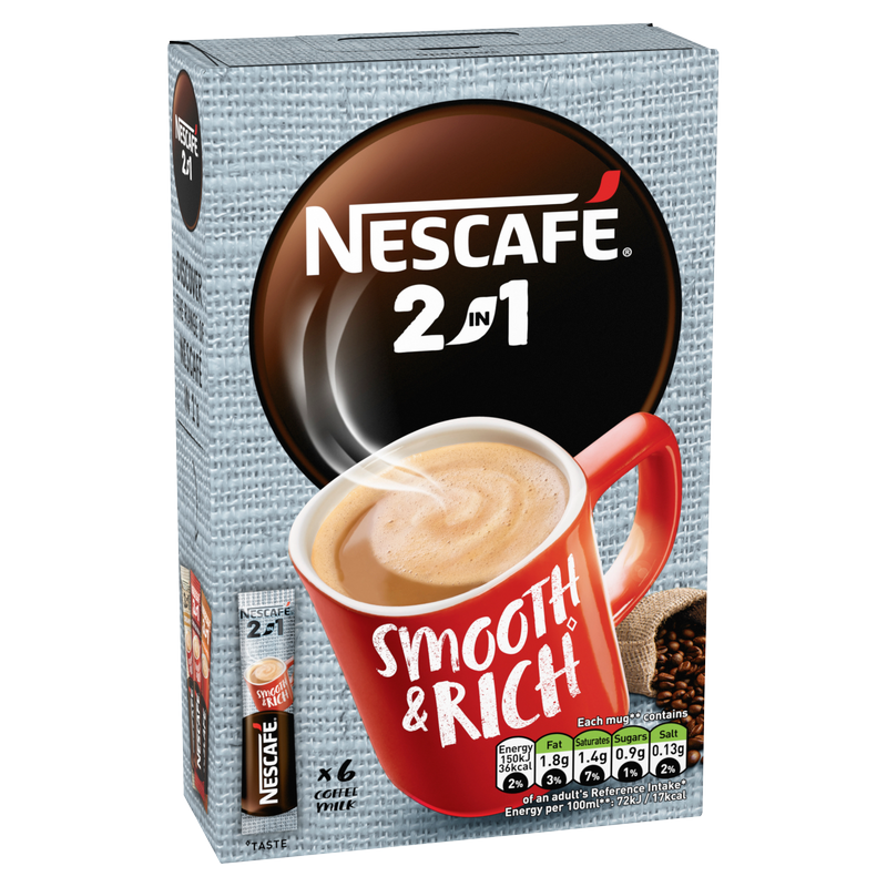 Nescafe Instant Coffee Sachets 2in1, 6 x 9g : Food Cupboard fast