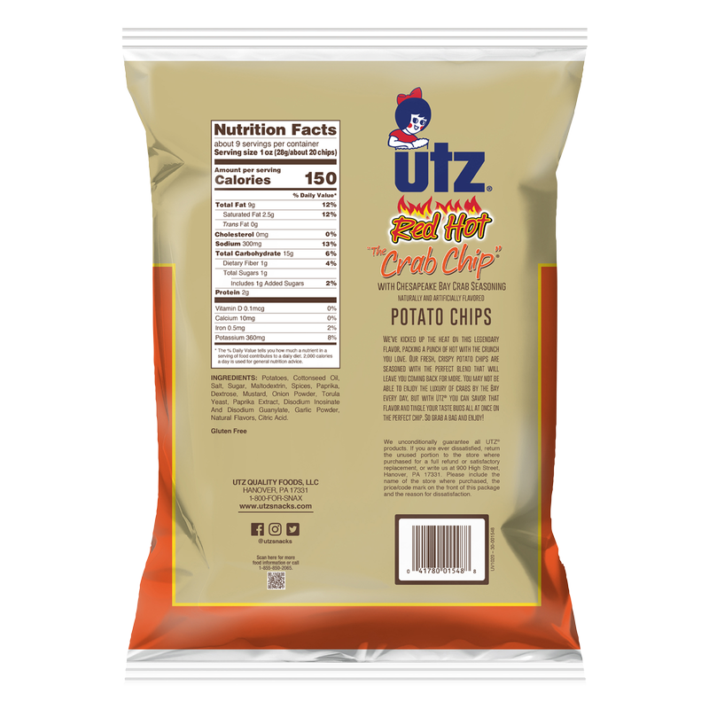 Utz Potato Chips Red Hot Crab 8.5oz Snacks fast delivery by App or Online