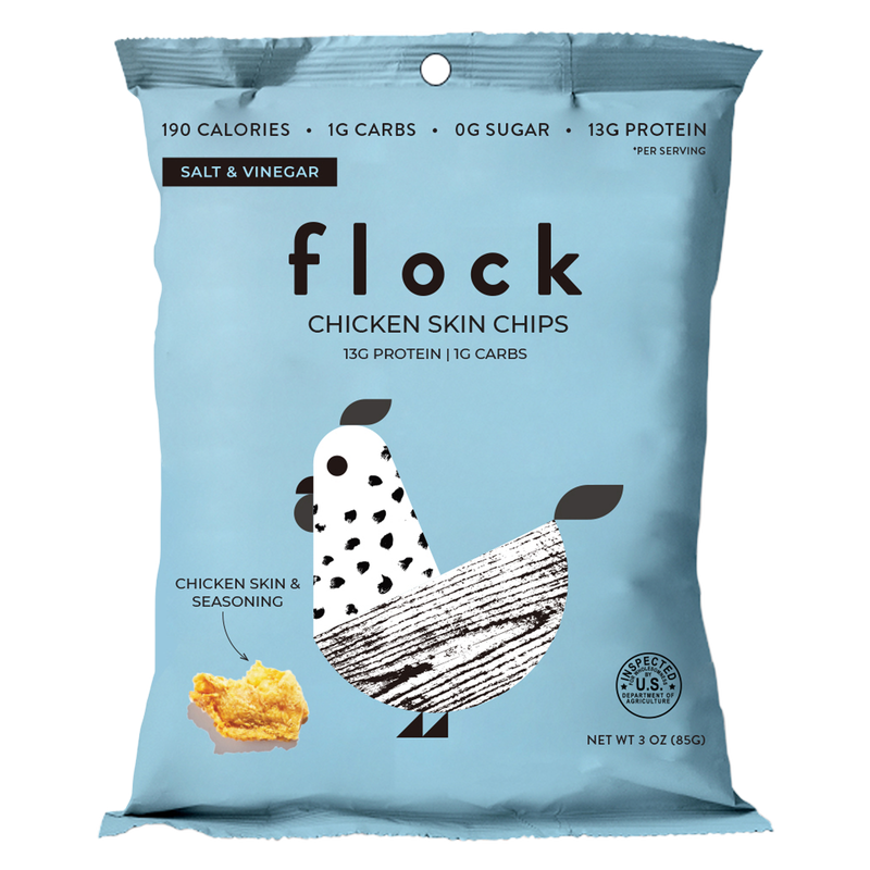 Flock Salt & Vinegar Chicken Skin Chips 3oz