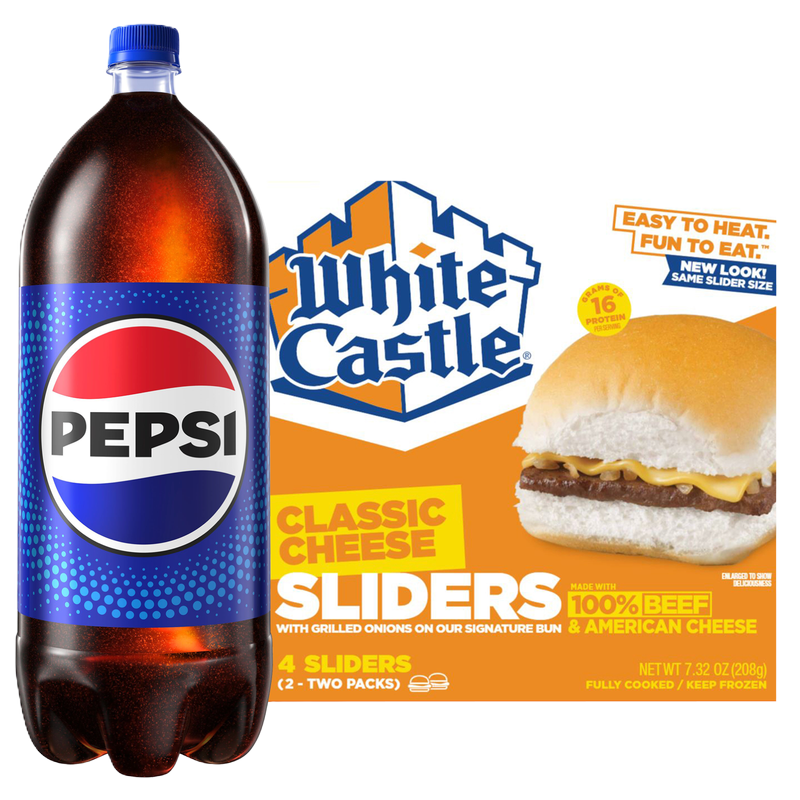 White Castle Frozen Classic Cheeseburger Sliders 4ct 7.3oz & Pepsi 2L Btl