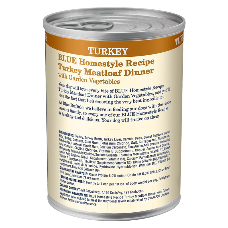 Blue Buffalo Homestyle Recipes Turkey Meatloaf Wet Dog Food 12.5oz