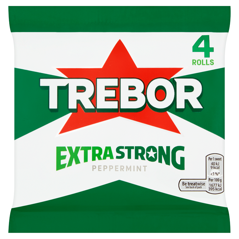 Trebor Extra Strong Peppermint Mints, 4 x 41.3g