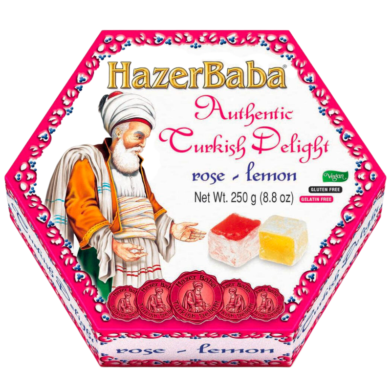 Hazer Baba Rose and Lemon Turkish Delight, 250g Snacks fast delivery