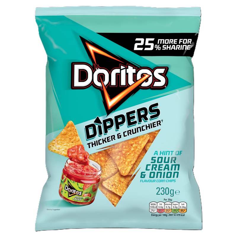Doritos Dippers Hint of Sour Cream and Onion, 230g Snacks fast
