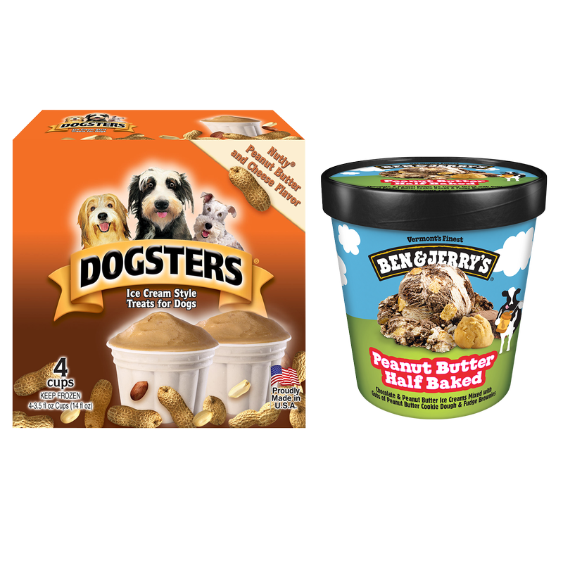 Dogsters Nutly & Cheese Flavor Ice Cream Style Treats for Dogs, 14 oz, 4  Cups (Frozen)