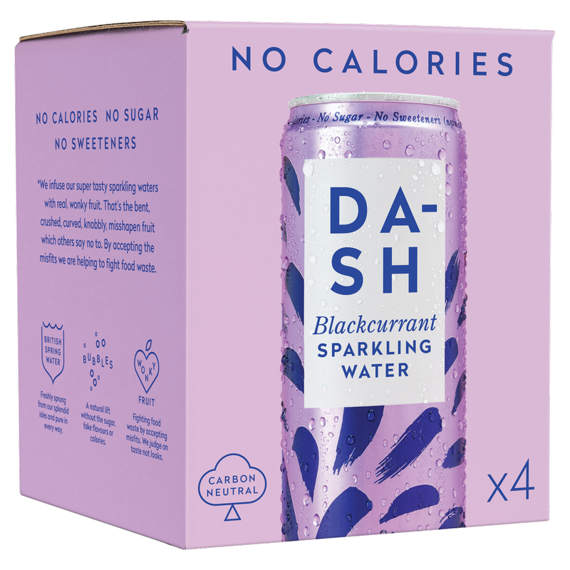 Dash Sparkling Blackcurrant Water, 4 x 330ml