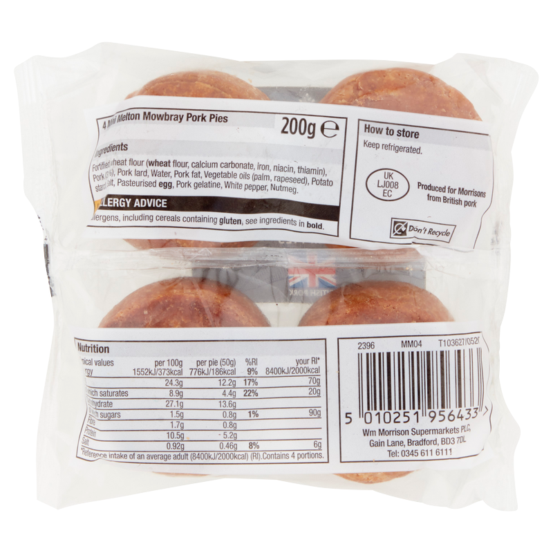 Morrisons Melton Mowbray Snack Pork Pies, 4 x 75g Quick Meals fast delivery by App or Online