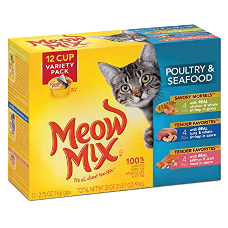 Meow Mix Poultry & Seafood Variety Pack 12ct