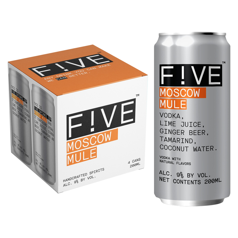 Five Drinks Co Moscow Mule 4pk 200ml Can 9% ABV
