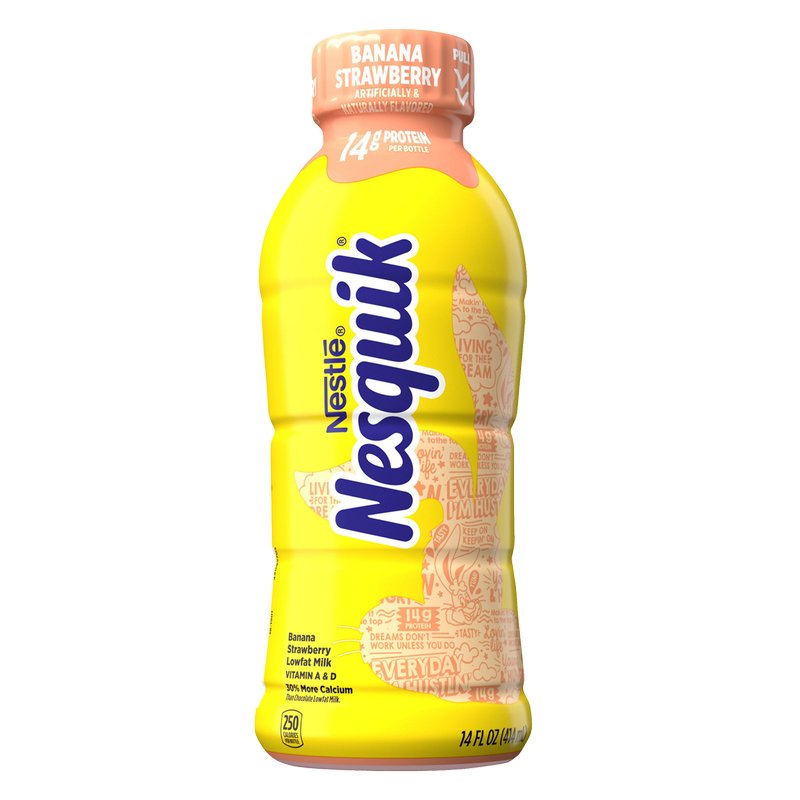 Nesquik Strawberry Banana 1% Milk 14oz Bottle