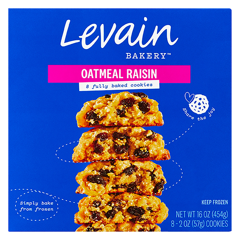 Levain Bakery Oatmeal Raisin Frozen Fully-Baked Cookies 8ct