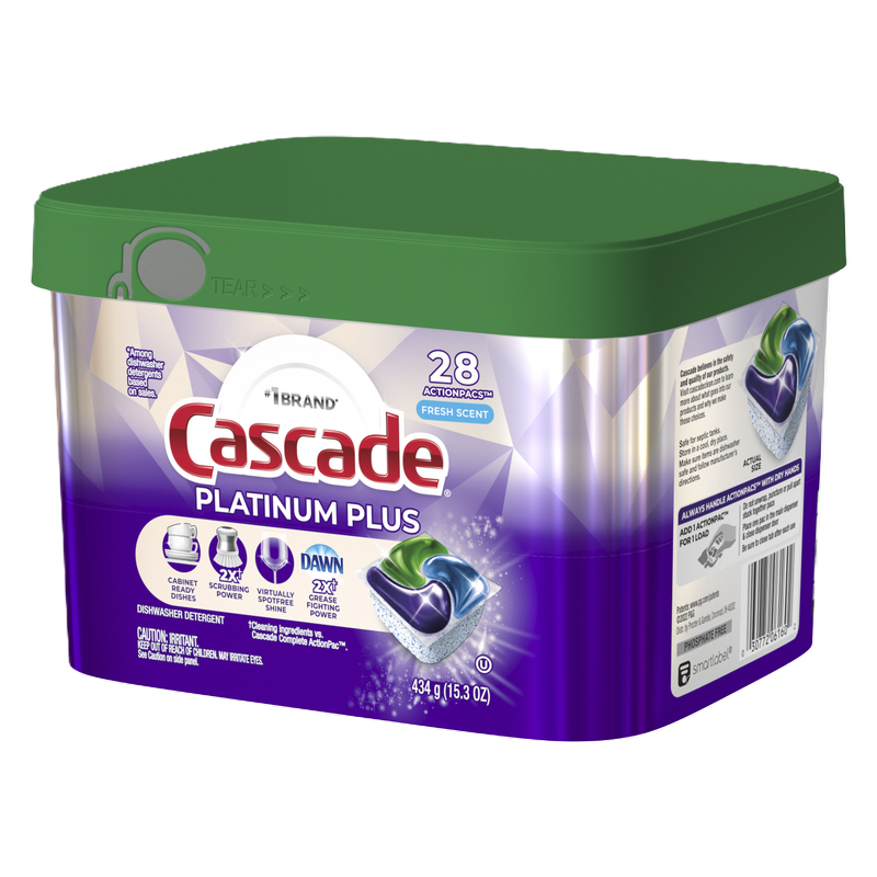 Cascade Platinum Plus Dishwasher Detergent Pods Fresh 28ct