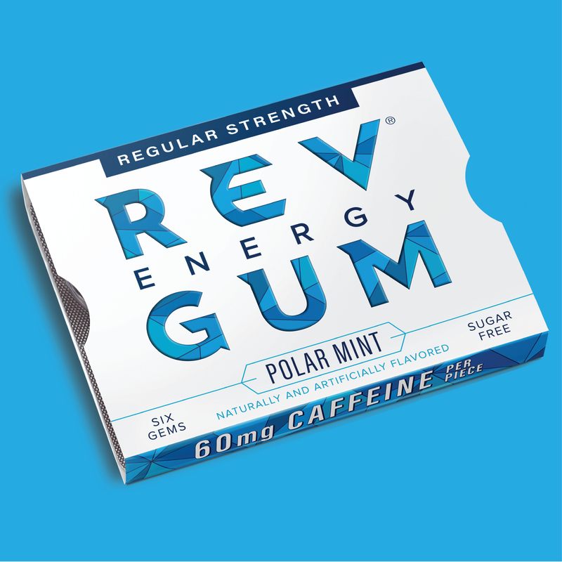 REV ENERGY GUM, Polar Mint Regular Strength, 6ct