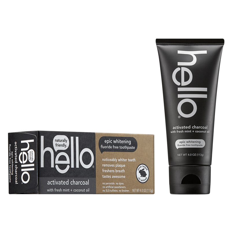 Hello Activated Charcoal Whitening Fluoride Free Toothpaste 4oz