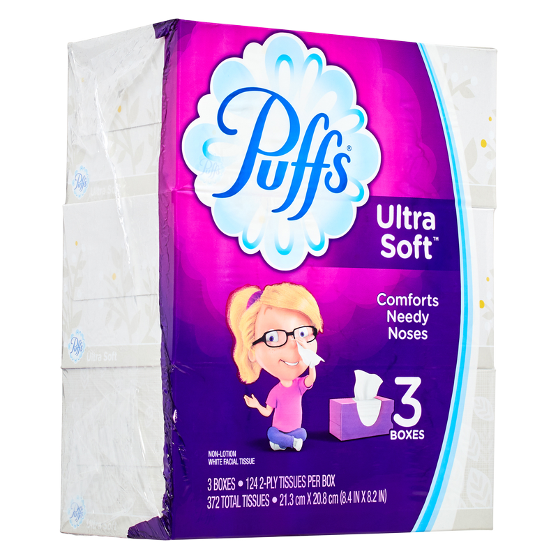 Puffs Plus Lotion Ultra-Soft Facial Tissue Box 3pk 124ct