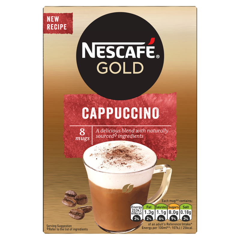 Nescafe Gold Cappuccino Instant Coffee Sachets, 8pcs