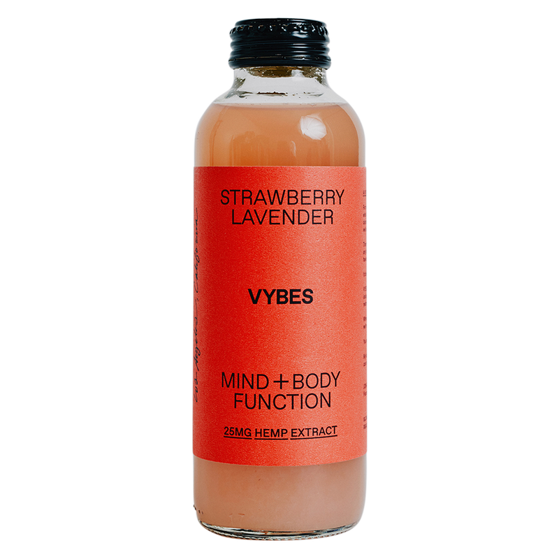 VYBES Strawberry Lavender CBD Drink 14oz Bottle 25mg