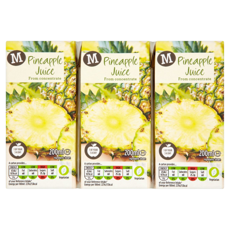 Morrisons Pineapple Juice from Concentrate, 3 x 200ml