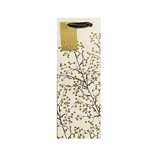 The Gift Wrap Company Gold Branches Bottle Bag