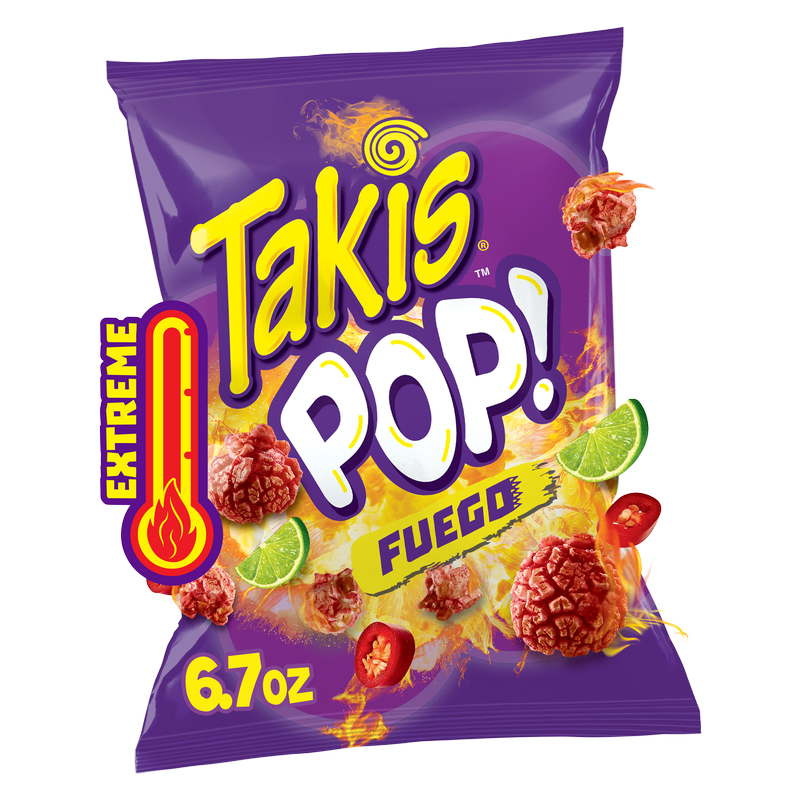 Takis Fuego Hot Chili Pepper & Lime Pop! Extreme Spicy Popcorn 6.7oz