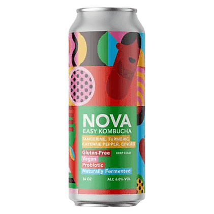 NOVA Easy Kombucha Tangerine Turmeric Ginger Single 16oz Can