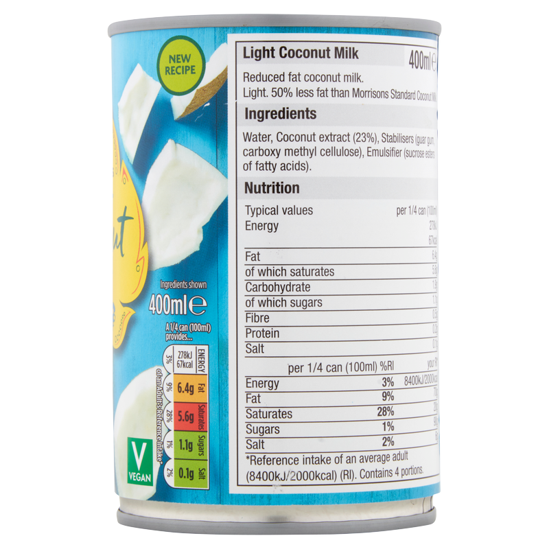 Morrisons Reduced Fat Coconut Milk, 400ml Food Cupboard fast delivery by App or Online