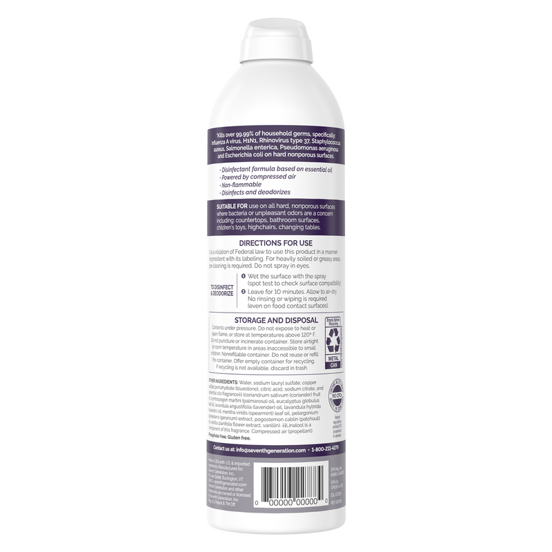 Seventh Generation Lavender, Vanilla, & Thyme Scent Disinfectant Spray 13.9oz