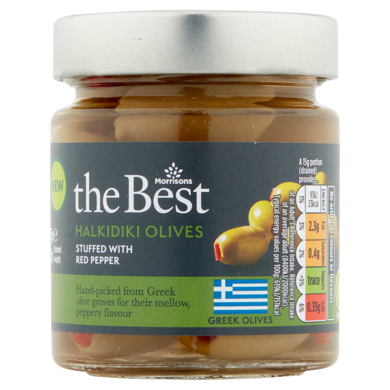 Morrisons The Best Halkidiki Olives Stuffed With Pimiento, 195g