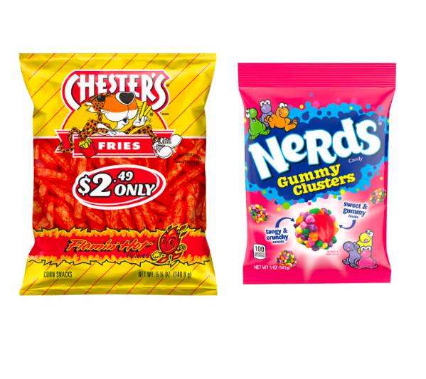 Chester's Flamin' Hot Fries 5.25oz & Nerds Gummy Clusters Candy 5oz