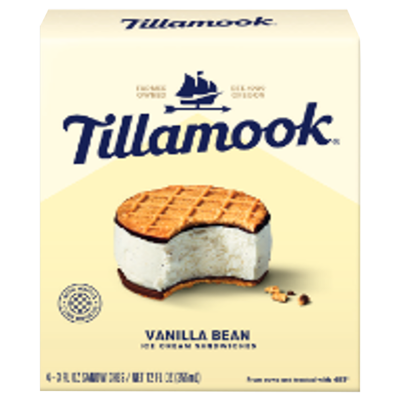 Tillamook Vanilla Bean Ice Cream Sandwich 4ct 2oz