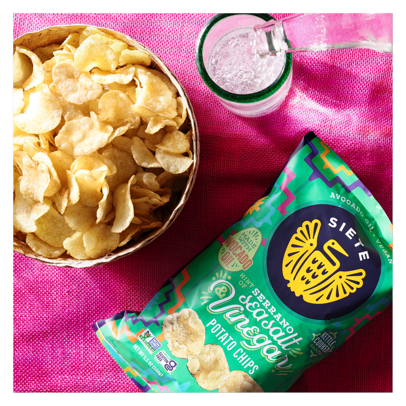 Siete Serrano, Sea Salt & Vinegar Potato Chips 5.5oz Snacks fast