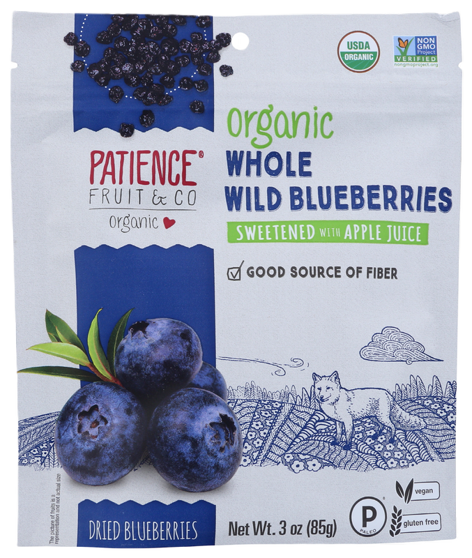 Patience Fruit & Co Organic Whole Dried Blueberries 3oz