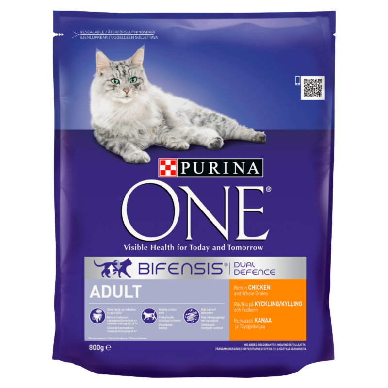Purina One Adult Dry Cat Food Chicken & Whole Grain, 800g