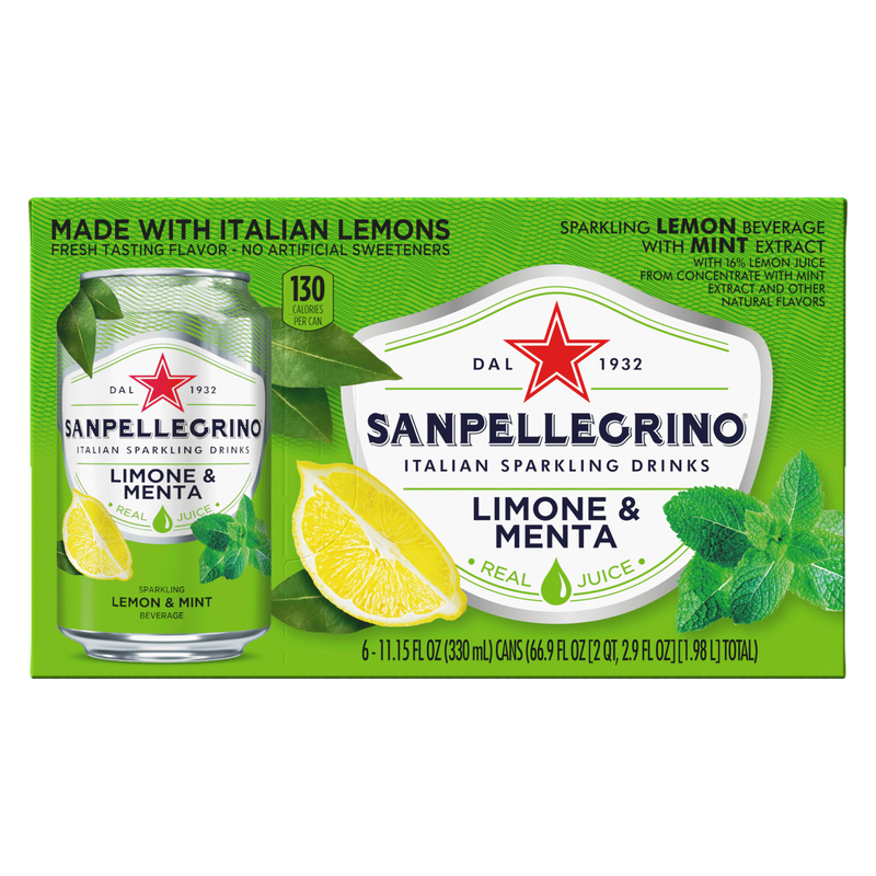 San Pellegrino Lemon Mint Sparkling Water 6pk 12oz Can : Drinks fast  delivery by App or Online