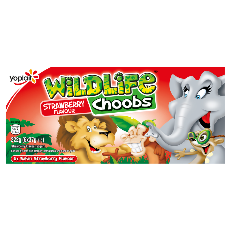 Wildlife Choobs Strawberry Flavour Yogurt Tubes, 6 x 37g