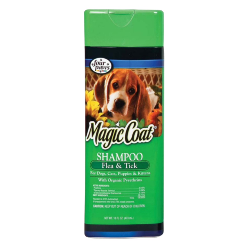 Four Paws Magic Coat Flea & Tick Shampoo for Dogs, Cats, Puppies, and Kittens 16oz