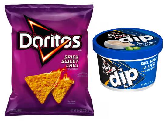 Doritos Spicy Sweet Chili Tortilla Chips 9.25oz & Doritos Cool Ranch Jalapeno Dip 10oz