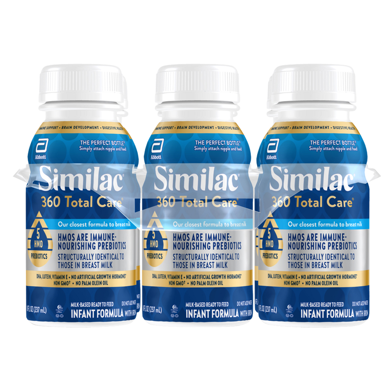 Similac 360 Total Care Non-GMO Ready to Feed Infant Formula Bottles 8 fl oz 6 ct
