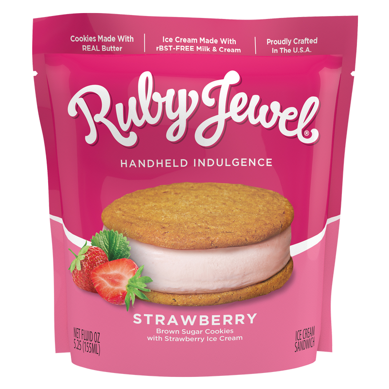 Ruby Jewel Brown Sugar Cookie & Oregon Strawberry Ice Cream Sandwich 5.25oz