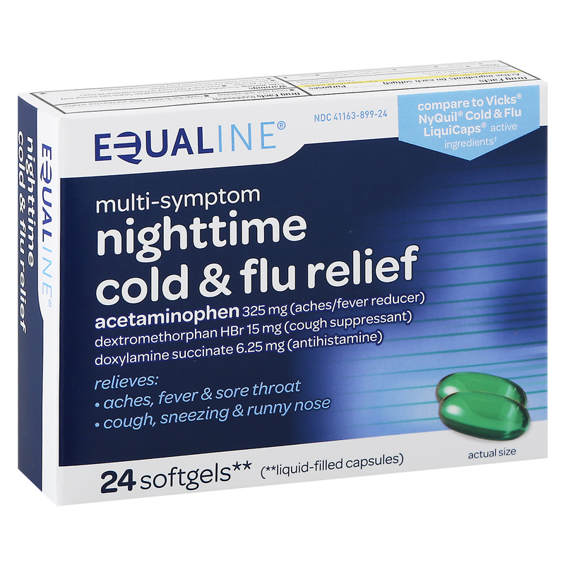 Equaline Nighttime Cold + Flu Relief 24 softgels
