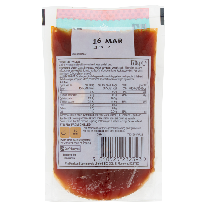 Morrisons Teriyaki Stir Fry Sauce, 170g : Fruit & Veg fast delivery by