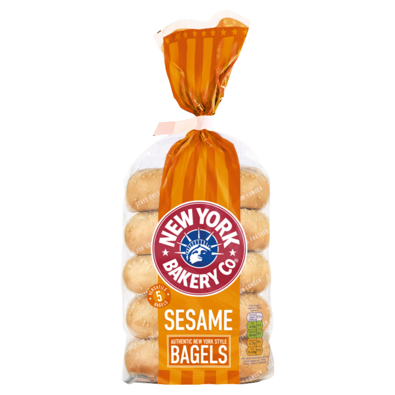 New York Bakery Bagels Sesame, 5pcs