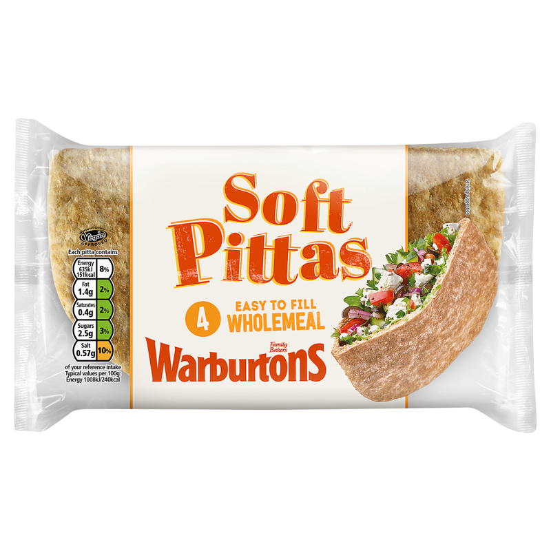 Warburtons Soft Wholemeal Pittas 4s