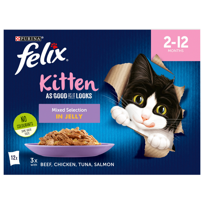 Felix As Good As It Looks Kitten Cat Food Mixed In Jelly, 12 x 100g