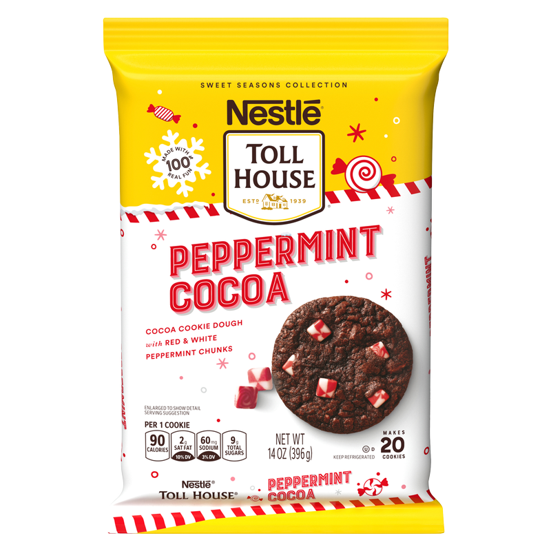 Nestle Toll house Peppermint Cocoa Cookies Ready to Bake Dough 24ct 14oz