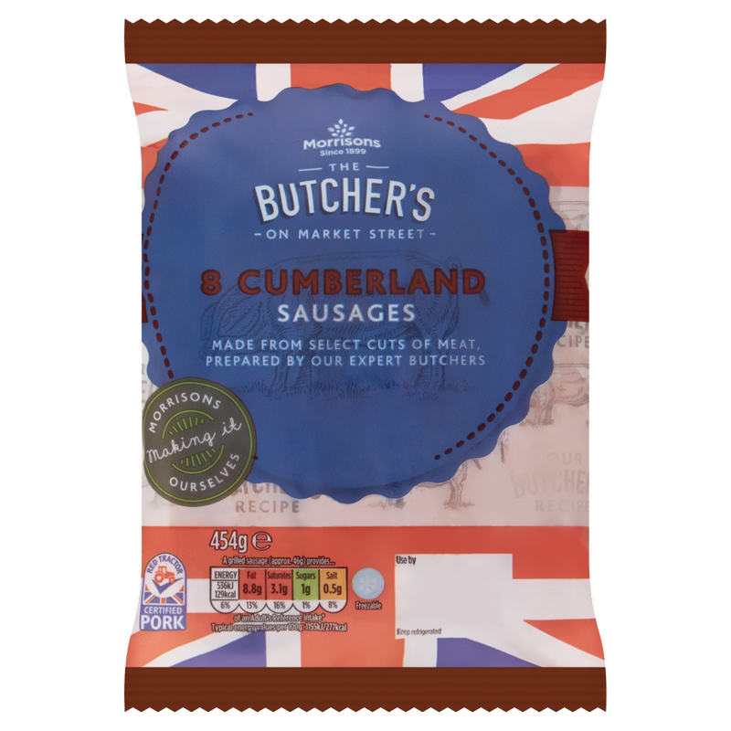 Morrisons Butcher's Style 8 Cumberland Sausages, 454g