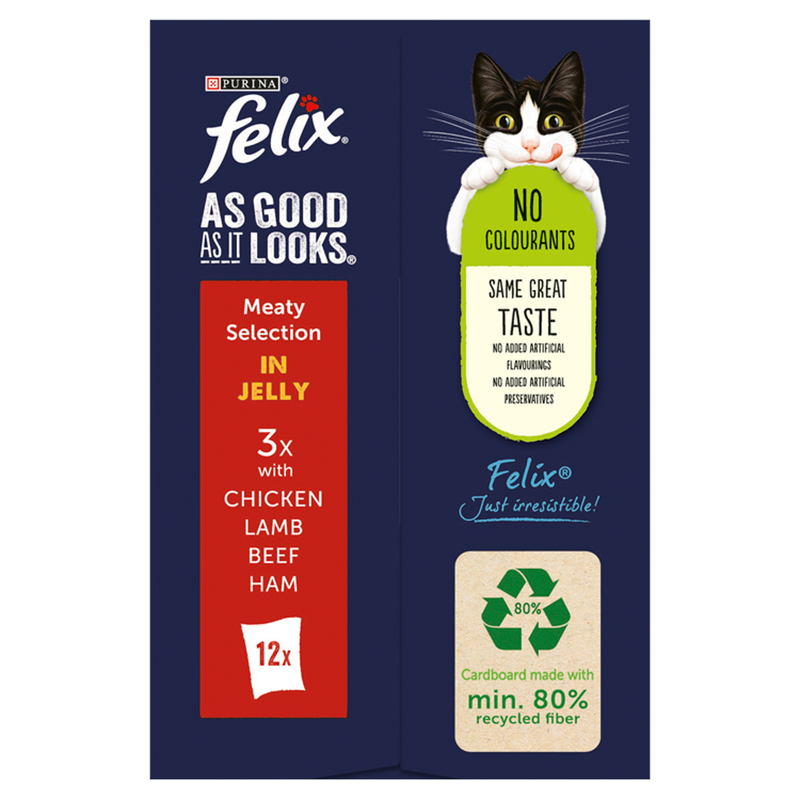 Felix As Good As It Looks Adult Cat Food Meaty Selection in Jelly, 12 x 100g